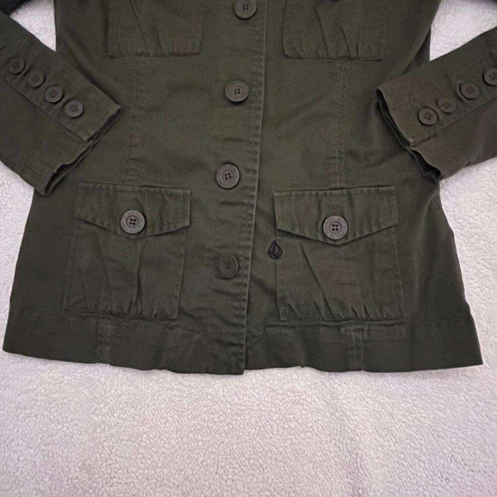 Volcom Military Style Green Button Jacket Women’s… - image 2